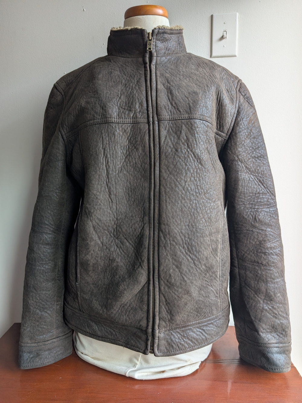 Columbia Men's Dark Brown Shearling Bomber Jacket